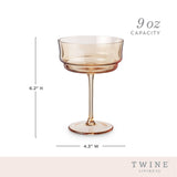 Tulip Amber-Tinted Glass Stemmed Cocktail Coupes - Set of 2