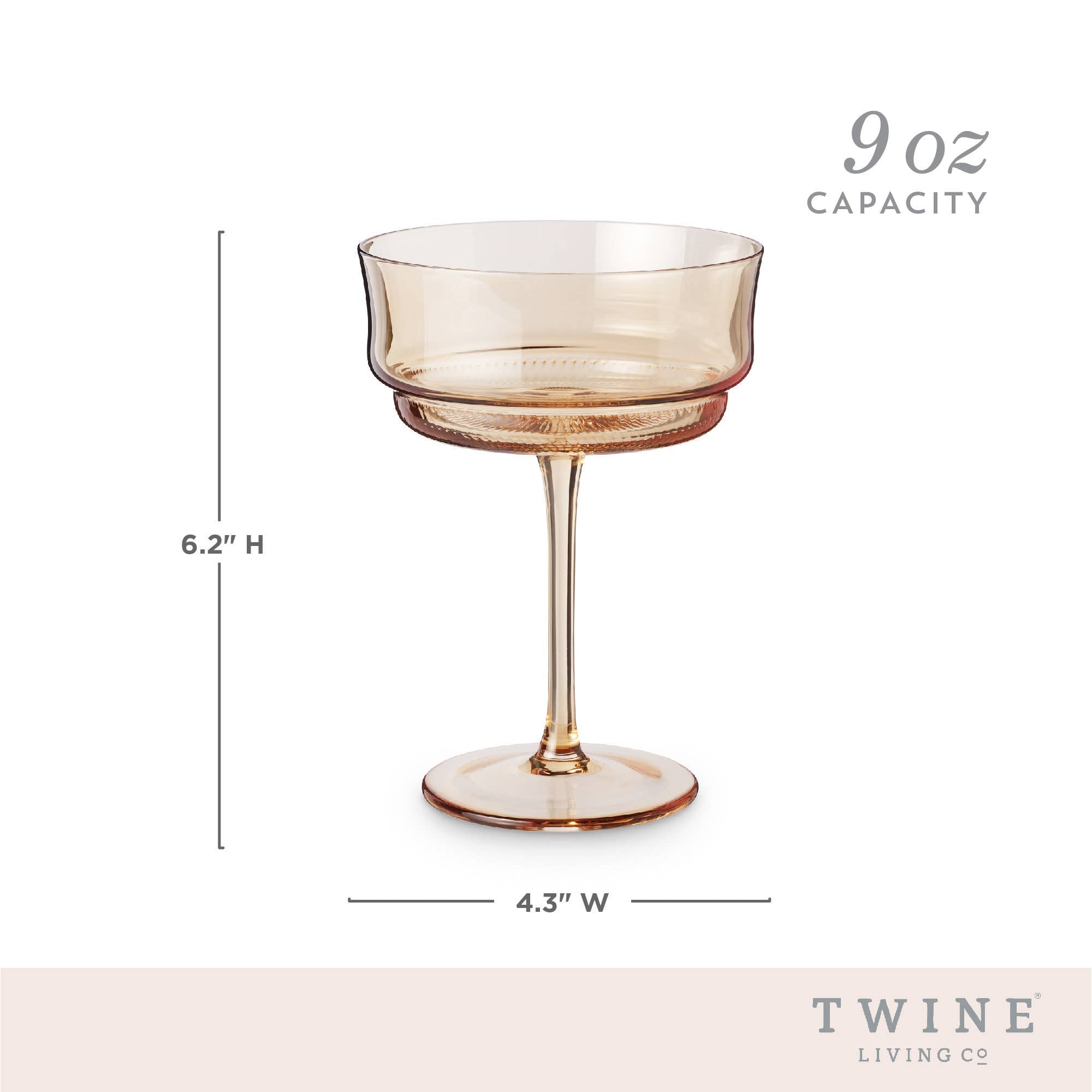 Tulip Amber-Tinted Glass Stemmed Cocktail Coupes - Set of 2