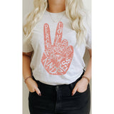 Retro Peace Love and Kindness Graphic Tee: WHITE / S