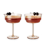 Tulip Amber-Tinted Glass Stemmed Cocktail Coupes - Set of 2