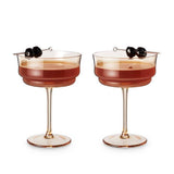 Tulip Amber-Tinted Glass Stemmed Cocktail Coupes - Set of 2