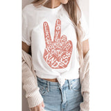 Retro Peace Love and Kindness Graphic Tee: WHITE / M