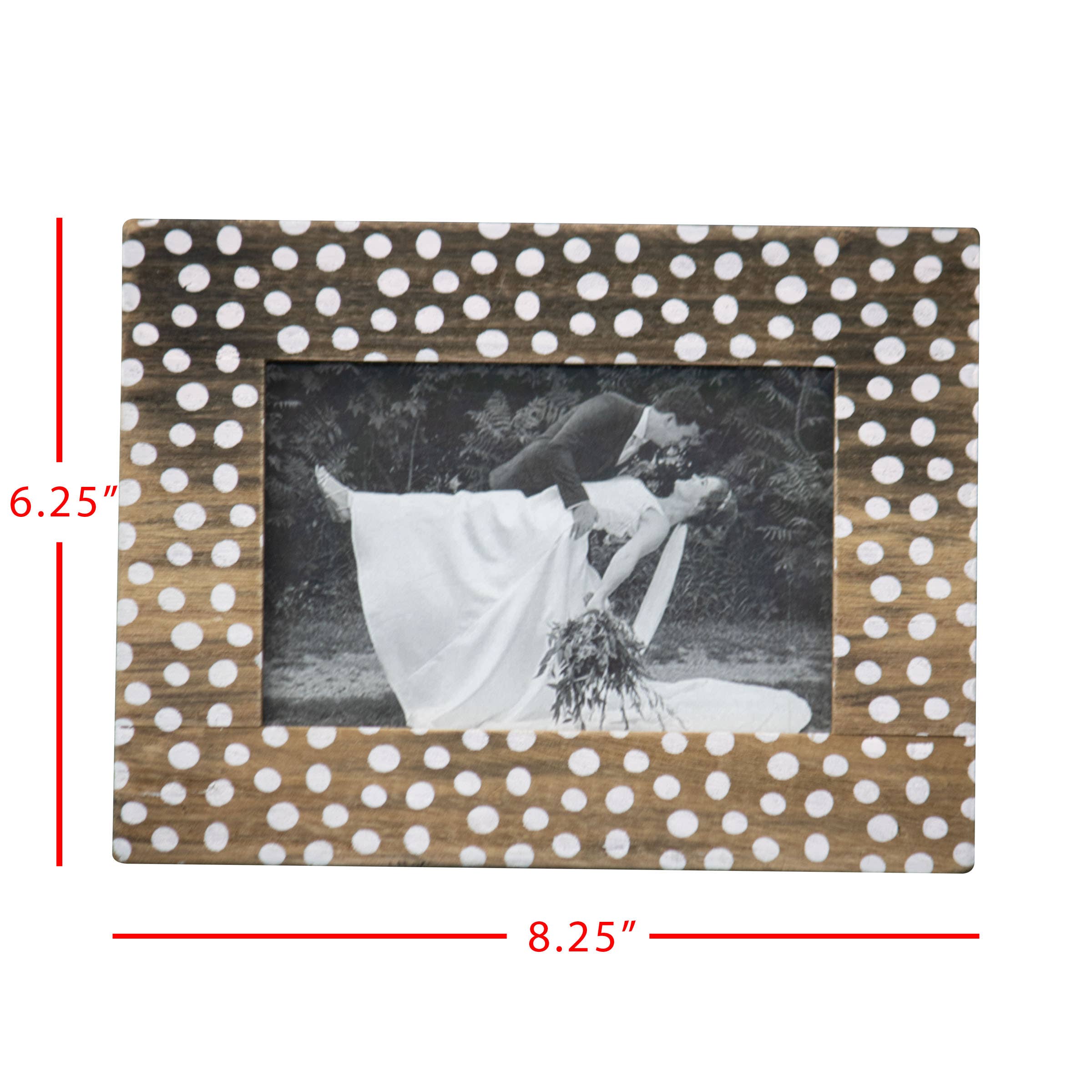 Bettina White Polka Dot 4x6 Photo Wood Picture Frame