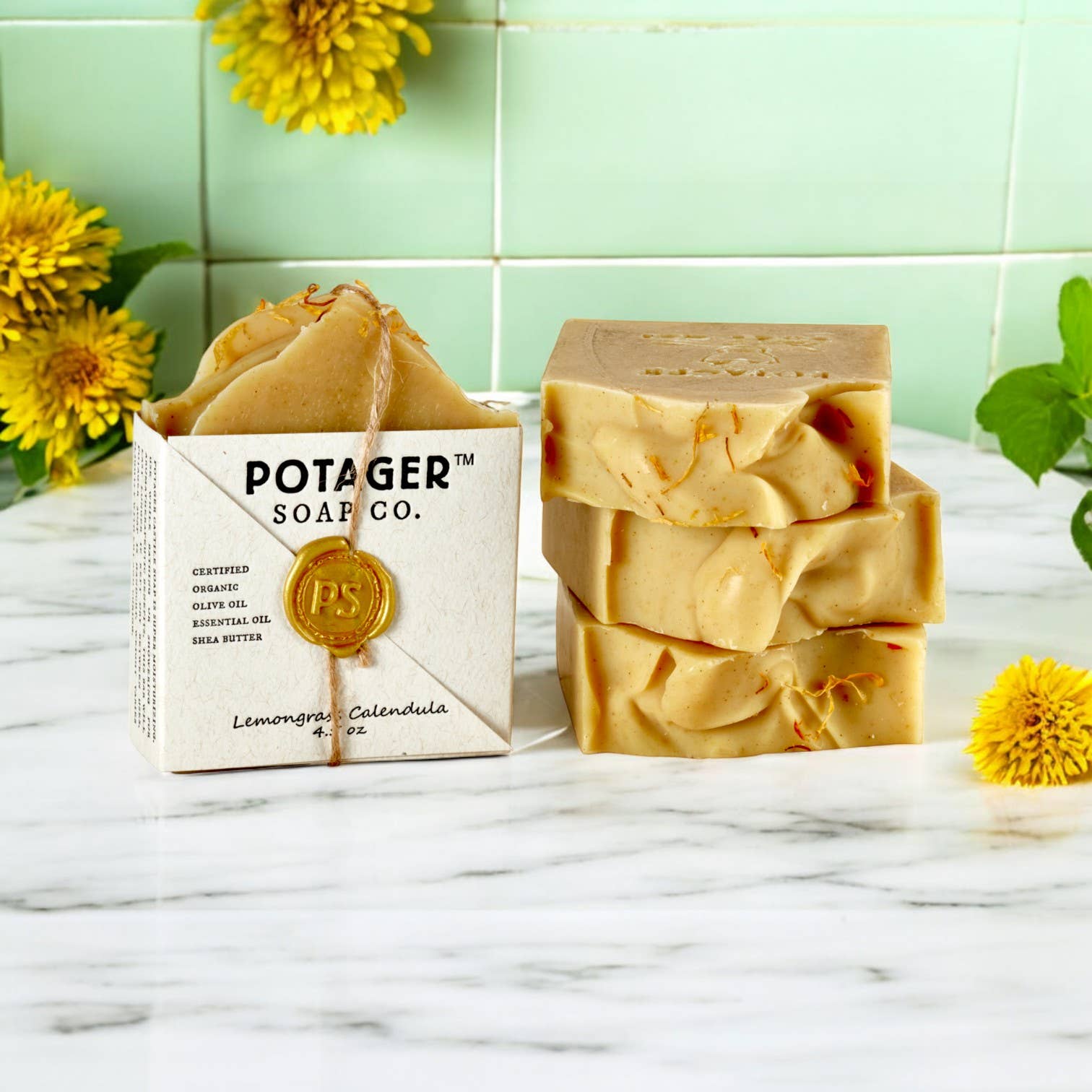 Lemongrass Calendula Handmade Bar Soap |  Natural Soap