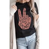 Retro Peace Love and Kindness Graphic Tee: WHITE / L