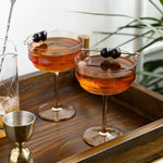 Tulip Amber-Tinted Glass Stemmed Cocktail Coupes - Set of 2