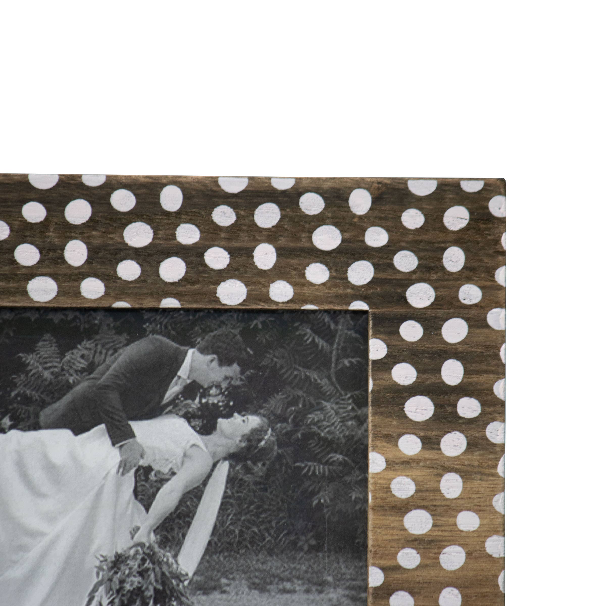 Bettina White Polka Dot 4x6 Photo Wood Picture Frame