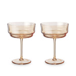 Tulip Amber-Tinted Glass Stemmed Cocktail Coupes - Set of 2