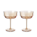 Tulip Amber-Tinted Glass Stemmed Cocktail Coupes - Set of 2