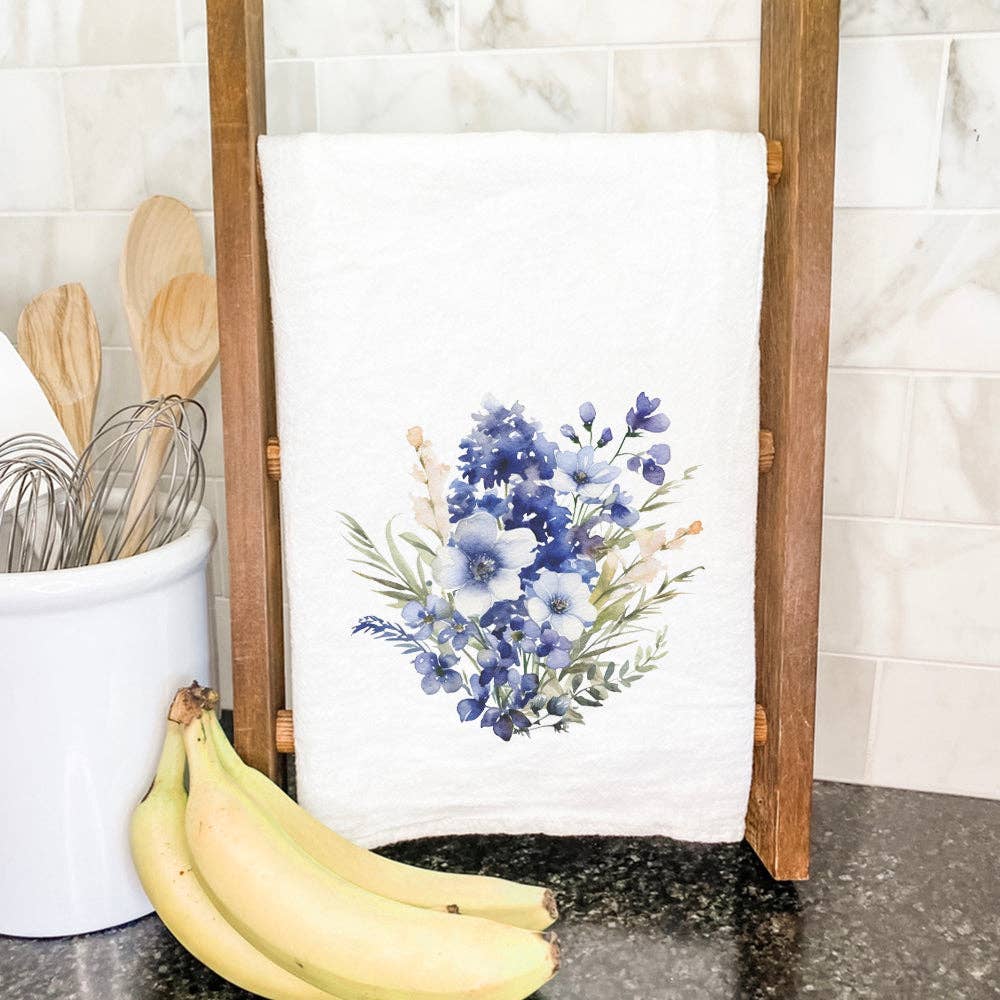 Watercolor Indigo Bunch - Cotton Tea Towel: 27" square