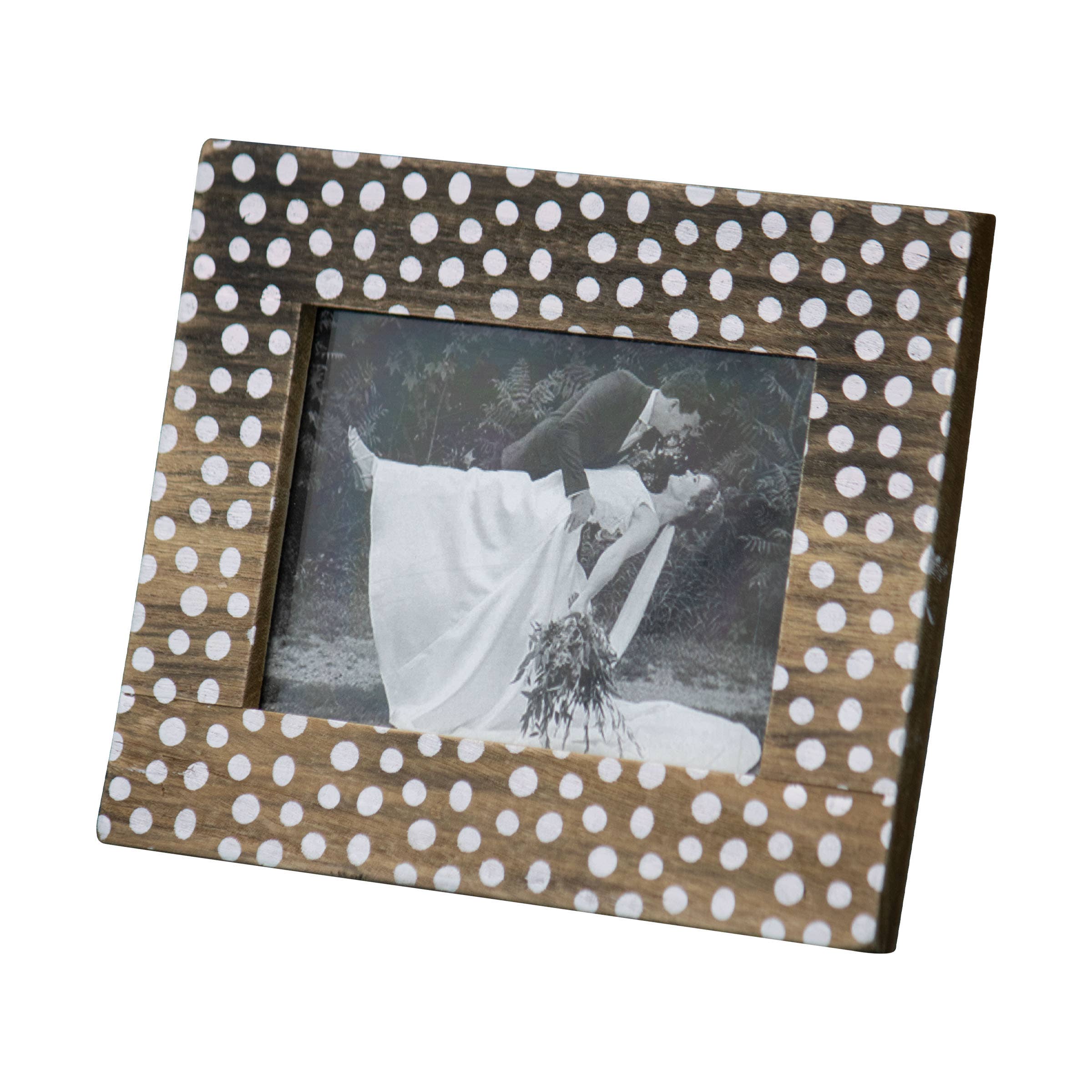 Bettina White Polka Dot 4x6 Photo Wood Picture Frame