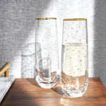 Starlight Gold-Accented Stemless Champagne Flutes - Set of 2