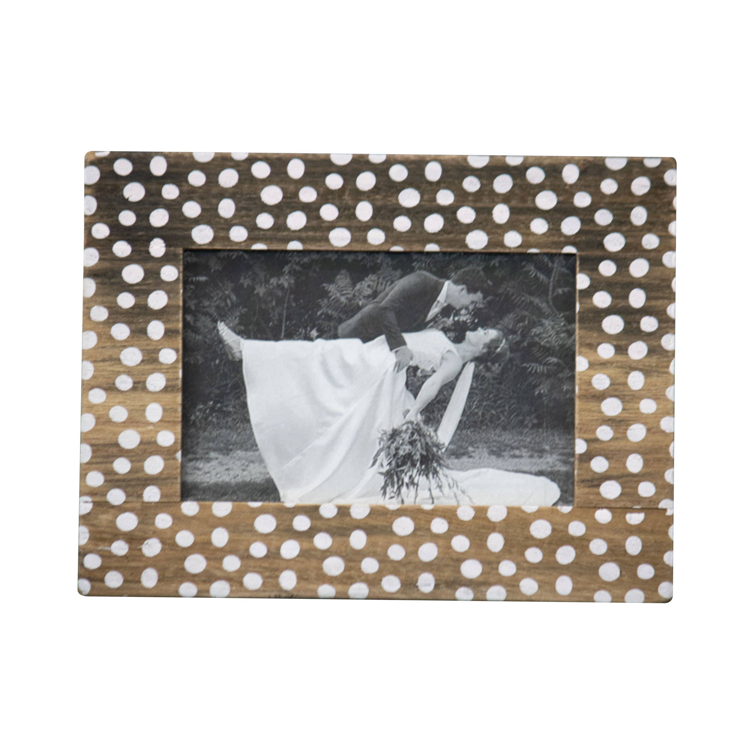Bettina White Polka Dot 4x6 Photo Wood Picture Frame