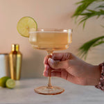 Tulip Amber-Tinted Glass Stemmed Cocktail Coupes - Set of 2