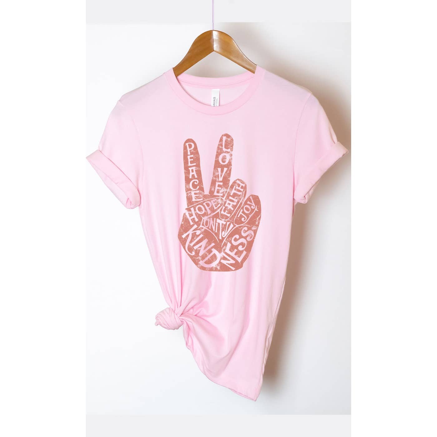 Retro Peace Love and Kindness Graphic Tee: WHITE / M