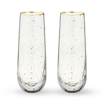 Starlight Gold-Accented Stemless Champagne Flutes - Set of 2