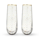 Starlight Gold-Accented Stemless Champagne Flutes - Set of 2