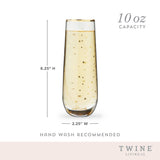 Starlight Gold-Accented Stemless Champagne Flutes - Set of 2